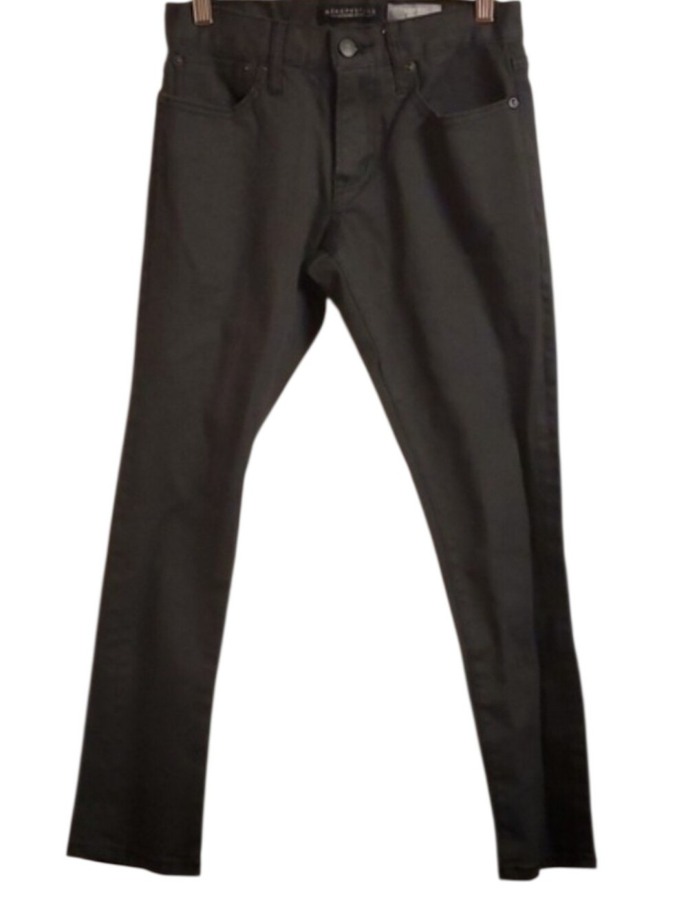 Aeropostale Jeans Mens 27 Black Super Skinny Jeans Wax Coated Feel